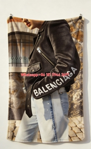Balenciaga Leather Jacket Print Fleece Throw Blanket BA435